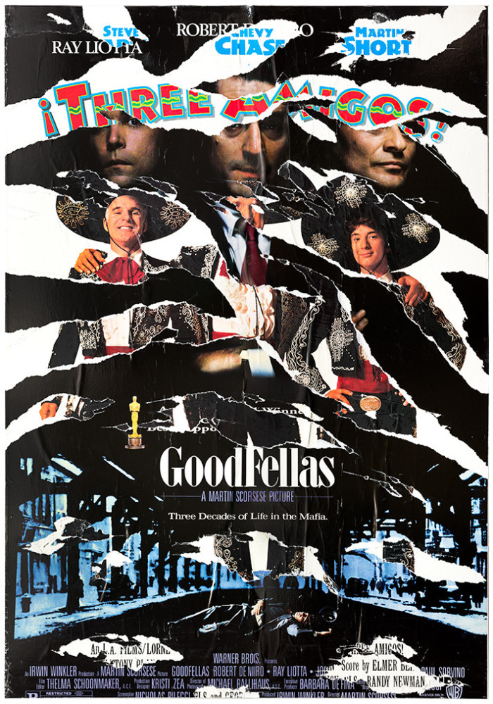 Goodfellas / The 3 Amigos - One Sheet - Juxtaposed Ripped & Torn Film Posters on Canvas